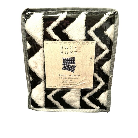 Sage Home Sherpa Jacquard 2 Standard Pillowcases - Picture 1 of 6
